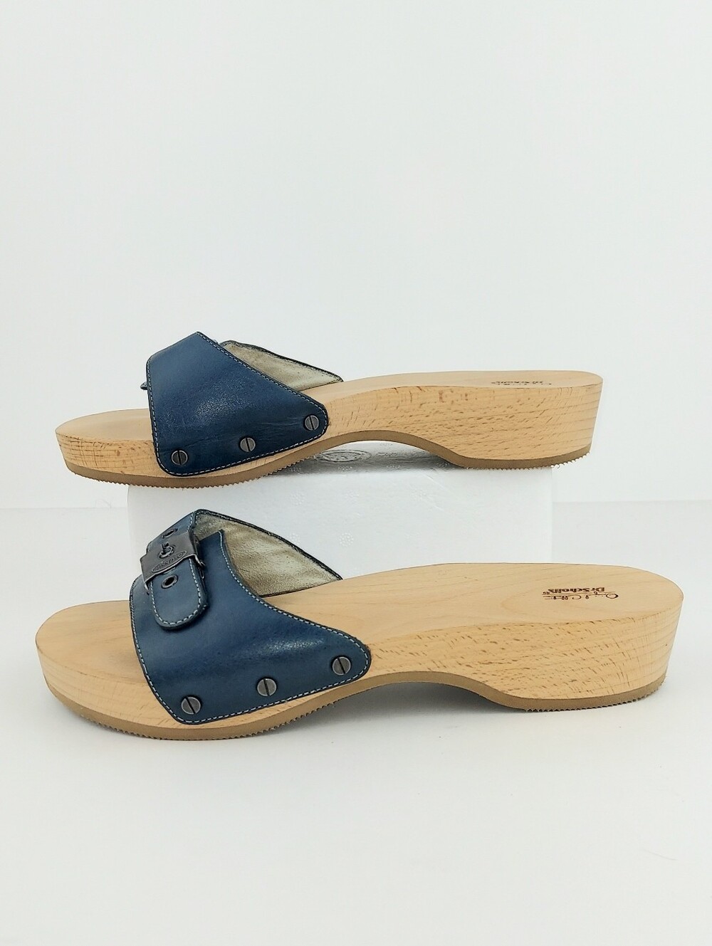 Dr. Scholl's Originals Blue Leather Clog Sandals 9 - Picture 2 of 12